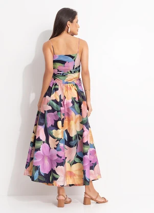 Farm - Vestido Midi Floral Nina Azul - FARM