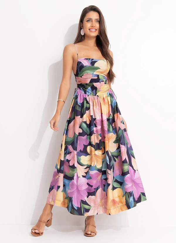 Farm - Vestido Midi Floral Nina Azul 1