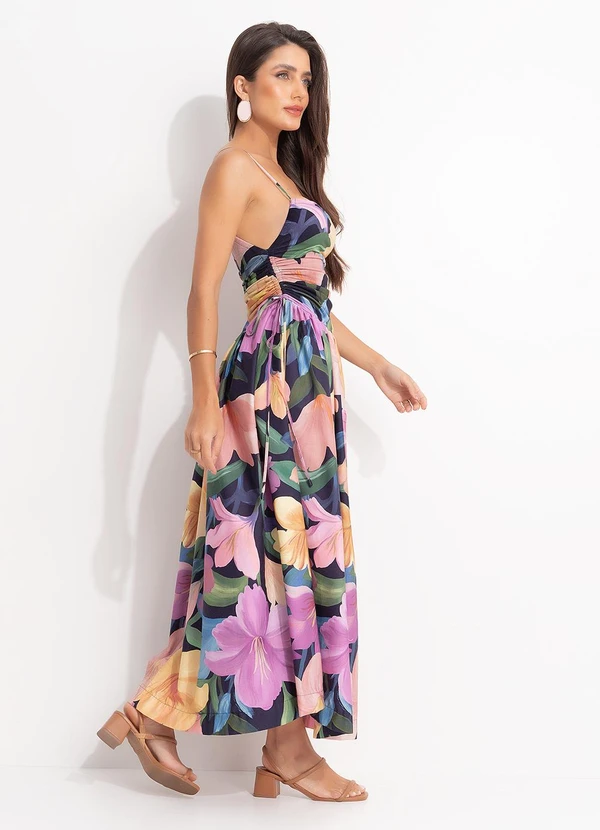 Farm - Vestido Midi Floral Nina Azul 3