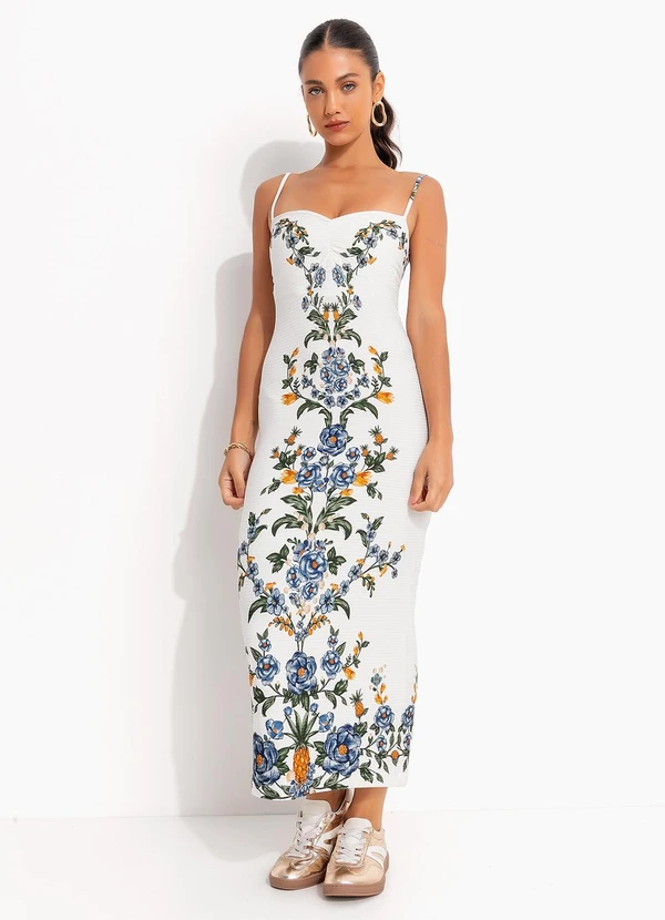 Farm - Vestido Midi Floral Penelope Off White 6