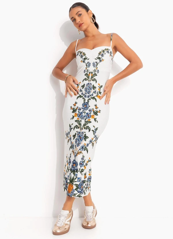 Farm - Vestido Midi Floral Penelope Off White 7