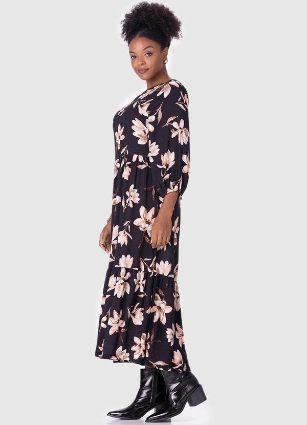Malwee - Vestido Midi Floral Preto 2