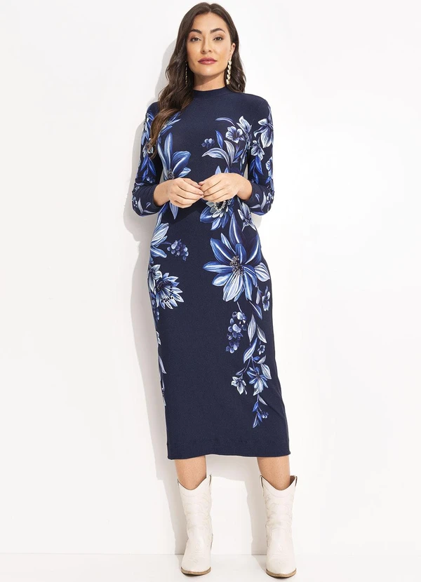Farm - Vestido Midi Floral Tati Azul 3