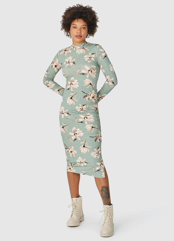 Malwee - Vestido Midi Floral Verde