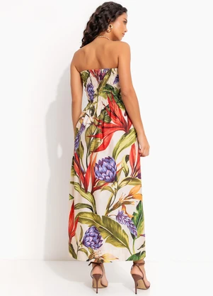 Farm - Vestido Midi Florarte Bege - FARM