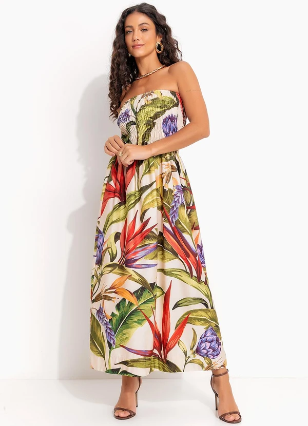 Farm - Vestido Midi Florarte Bege 4