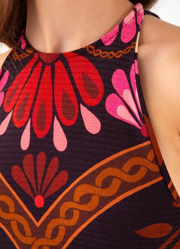 Farm - Vestido Midi Florejo Marrom 3