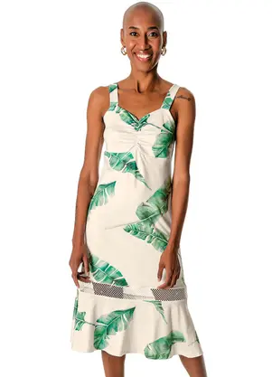 Vestido Midi Vestido Folhagem Vestido Midi Folhagem Malha Delicate