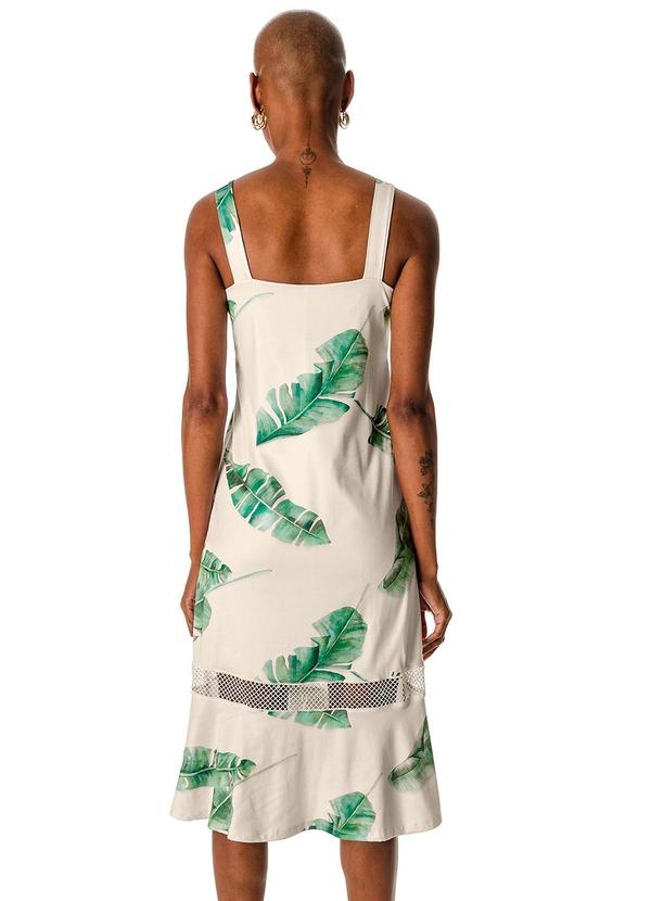 Rovitex - Vestido Midi Folhagem Malha Delicate Bege 2
