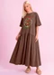 Angel - Vestido Midi Framboise em Piquet Marrom - variação: Marrom