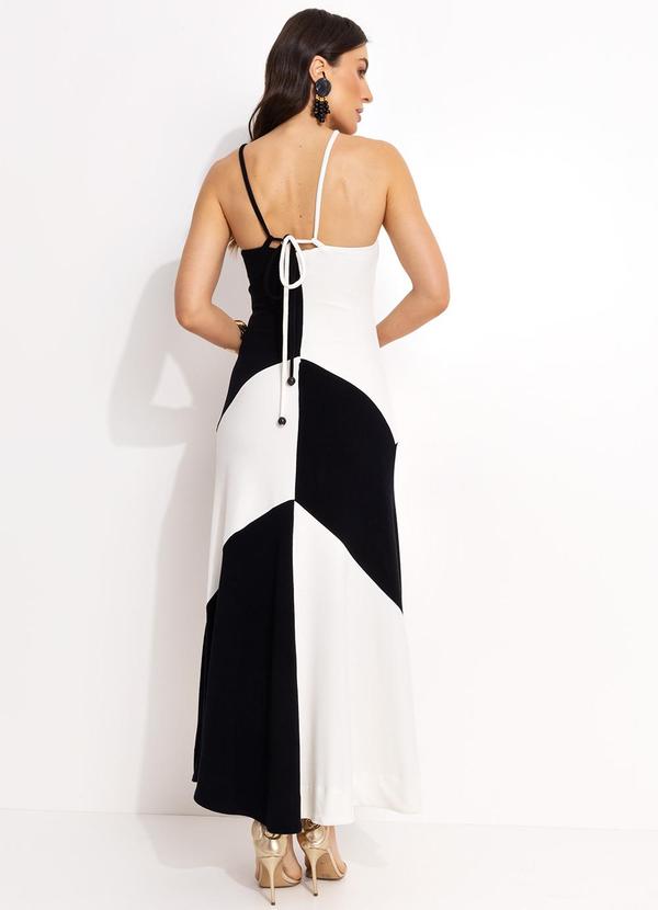 Farm - Vestido Midi Frente Unica em Viscose Preto 2