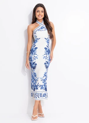 Farm - Vestido Midi Fruta de Verão Off White - FARM