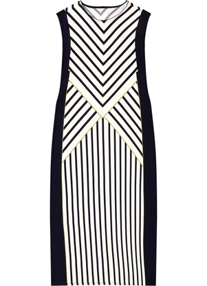 Malwee - Vestido Mídi Geométrico Preto - MALWEE