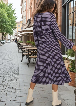 bonprix - Vestido Midi Geométrico Roxo - BONPRIX