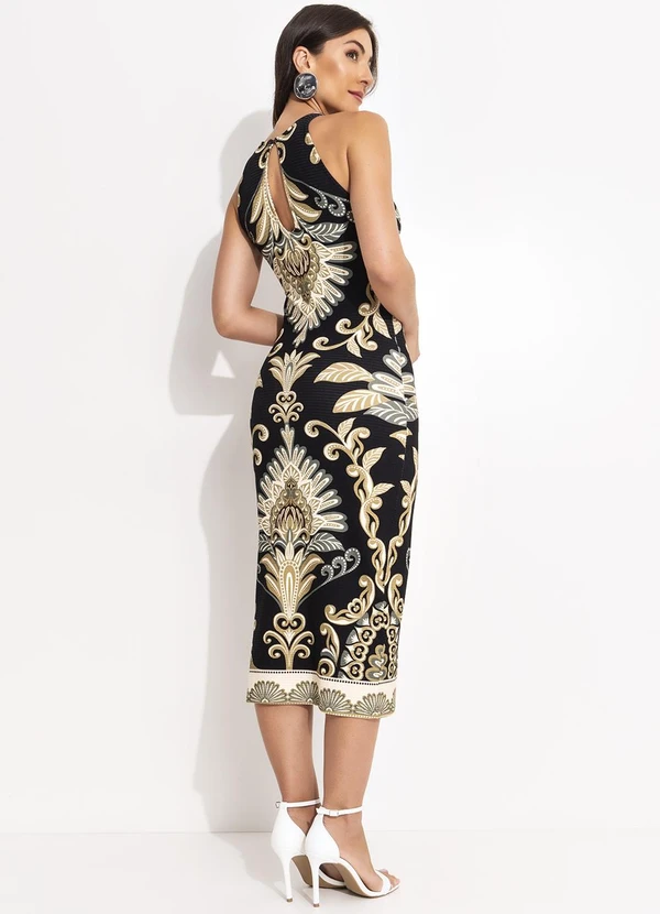 Farm - Vestido Midi Georgia Preto 2