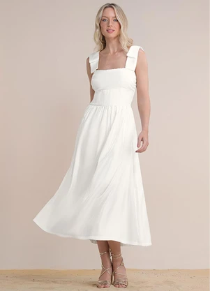 Angel - Vestido Midi Glossy Bege - ANGEL