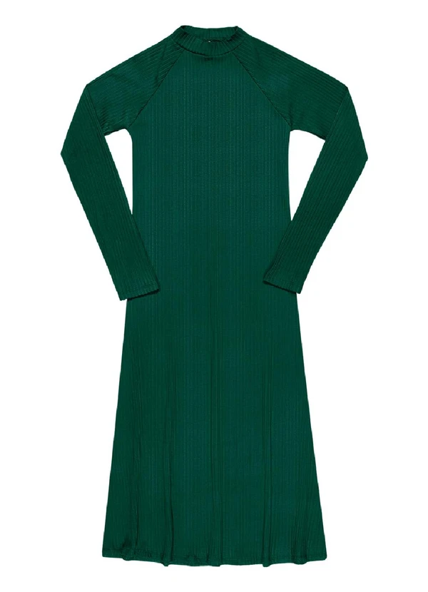 Outlet - Vestido Midi Gola Alta Feminino Verde