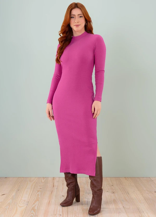 Vestido Feminino Vestido Gola Alta Midi Vestido Feminino Vestido