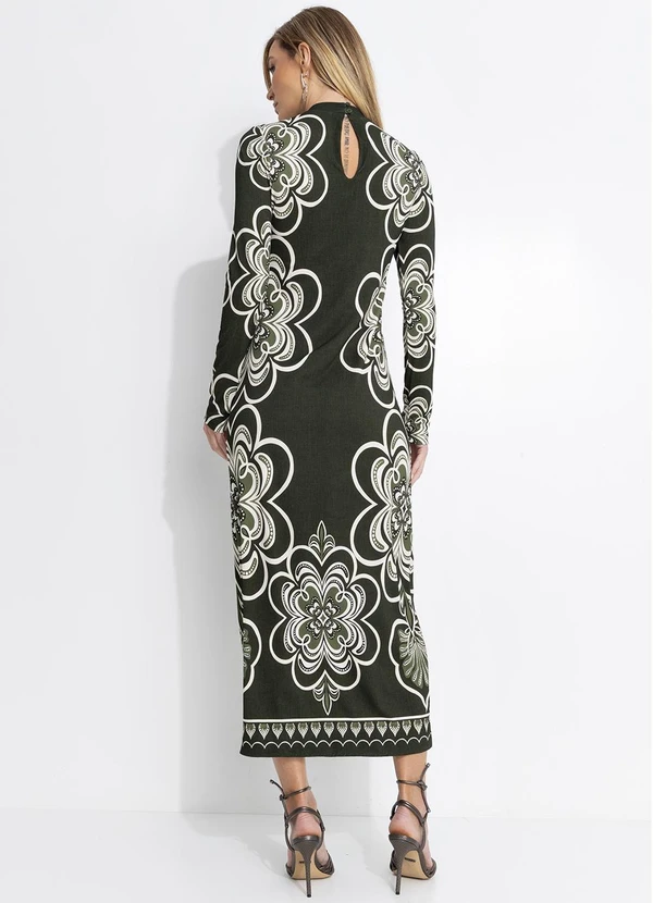 Farm - Vestido Midi Gráfico Místico Verde 2