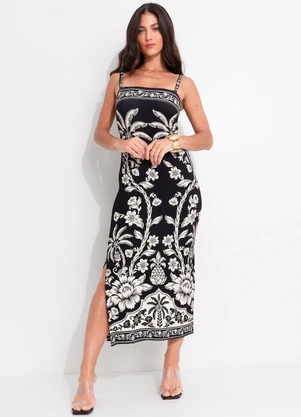 Farm - Vestido Midi Guanacaste Preto - FARM