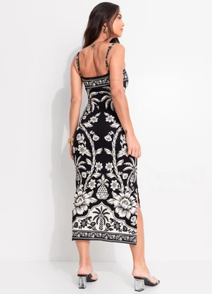 Farm - Vestido Midi Guanacaste Preto - FARM