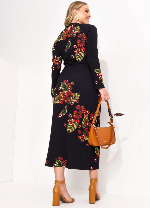 Farm - Vestido Midi Guará Preto 10