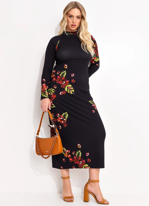 Farm - Vestido Midi Guará Preto 11