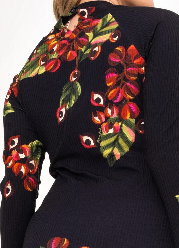 Farm - Vestido Midi Guará Preto 14