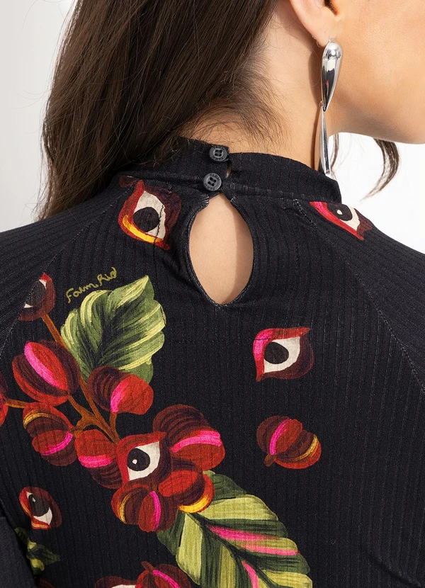 Farm - Vestido Midi Guará Preto 2