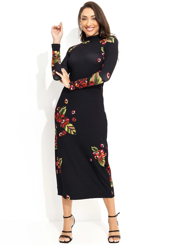 Farm - Vestido Midi Guará Preto 4