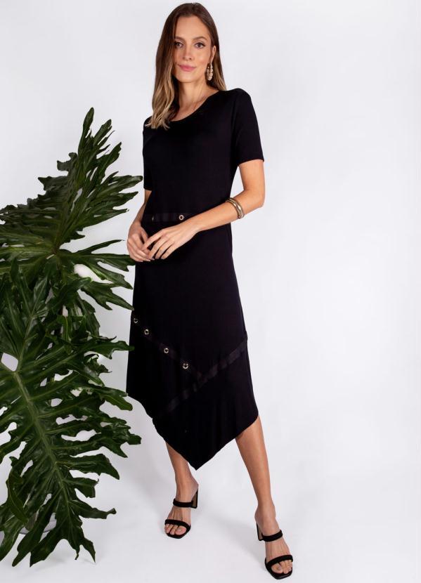 Preview - Vestido Midi Ilhós Preto
