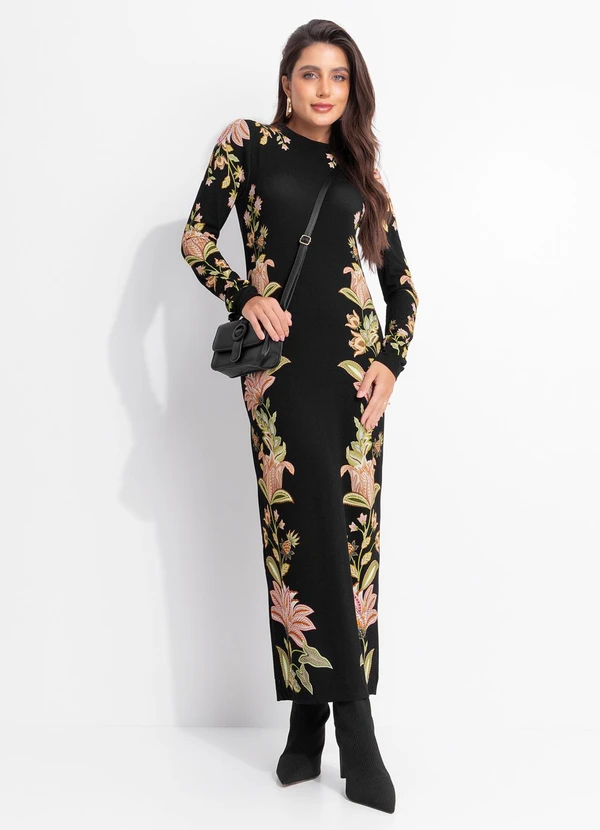 Farm - Vestido Midi Jamile Preto