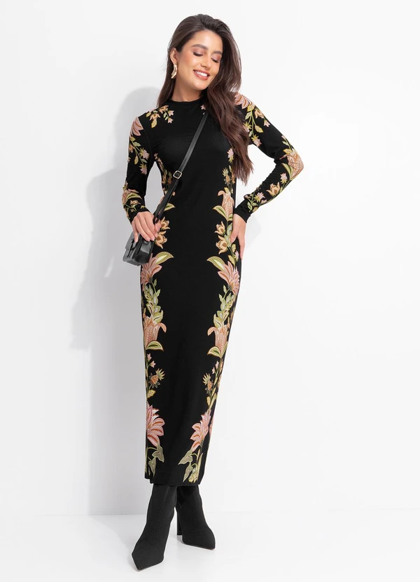 Farm - Vestido Midi Jamile Preto 3