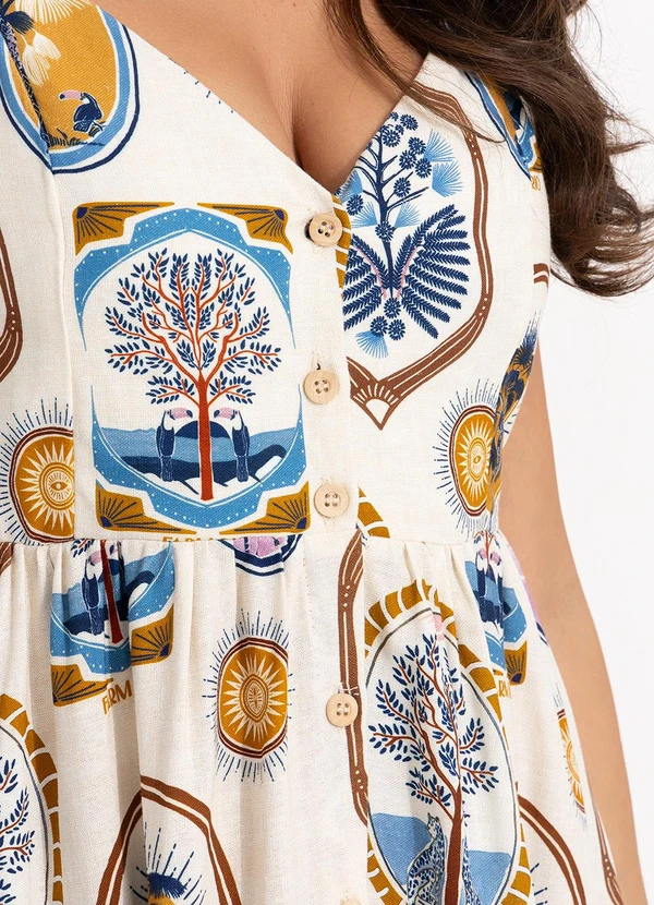 Farm - Vestido Midi Janelas do Cerrado Bege 7