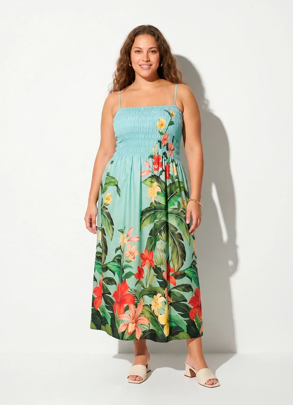 Farm - Vestido Midi Jardim Eva Azul