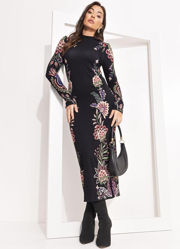 Farm - Vestido Midi Jardim Maravilhoso Preto 3