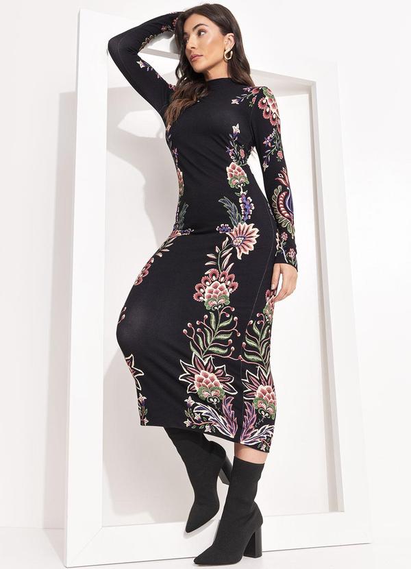 Farm - Vestido Midi Jardim Maravilhoso Preto 7