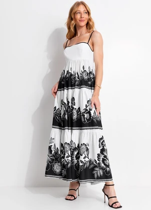 Farm - Vestido Midi Jardim Romance Preto - FARM