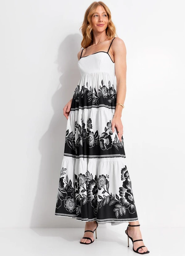 Farm - Vestido Midi Jardim Romance Preto