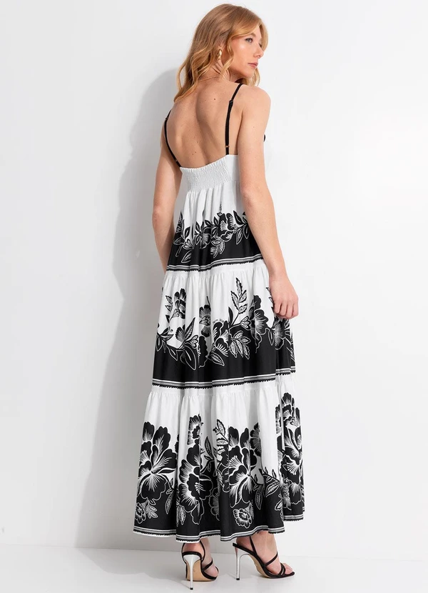 Farm - Vestido Midi Jardim Romance Preto 2