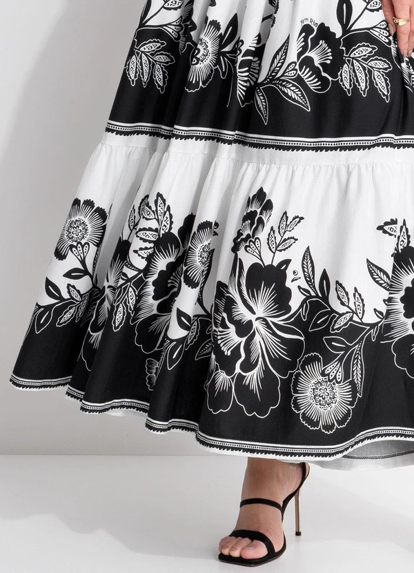 Farm - Vestido Midi Jardim Romance Preto 9