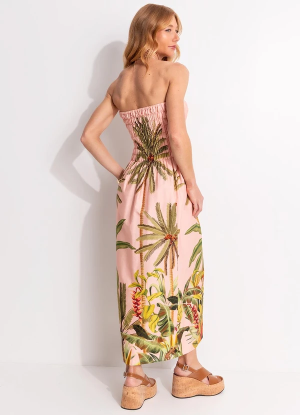 Farm - Vestido Midi Jeri Rosa 2