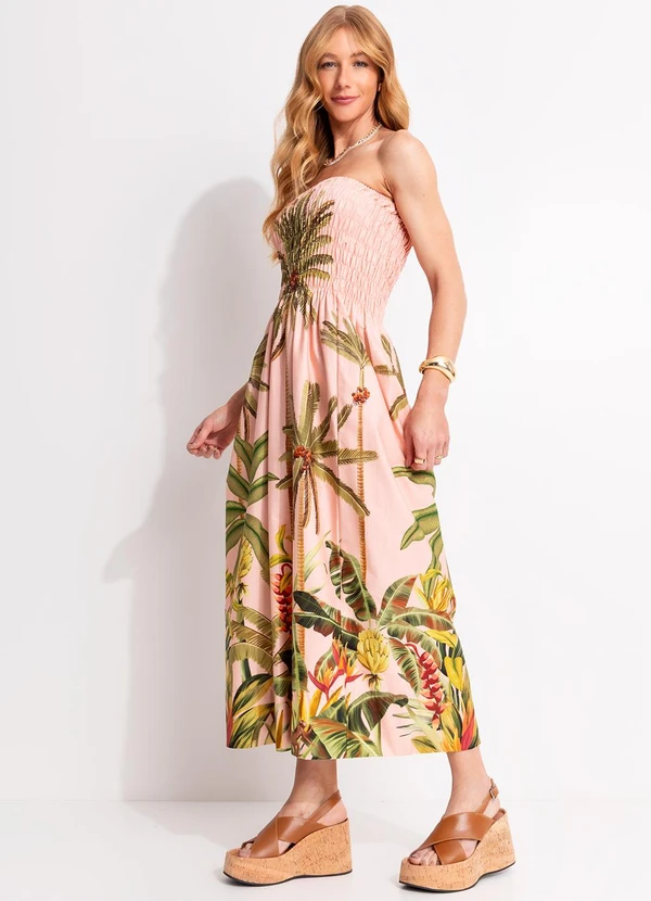 Farm - Vestido Midi Jeri Rosa 3