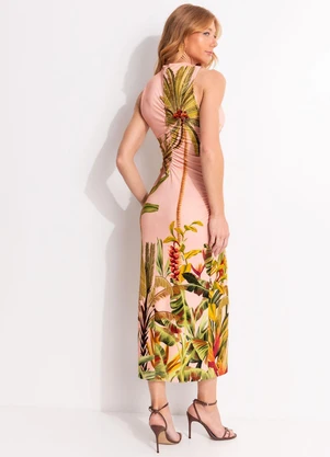 Farm - Vestido Midi Jeri Rosa - FARM