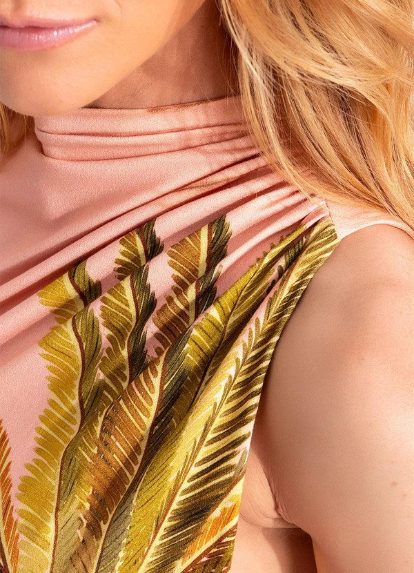 Farm - Vestido Midi Jeri Rosa 5