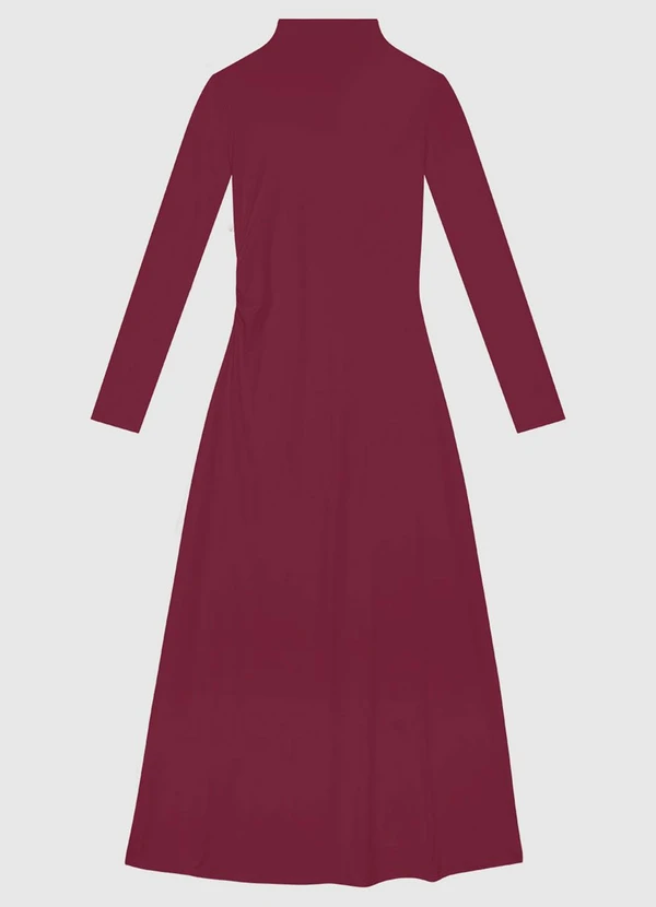 Enfim - Vestido Midi Justo em Malha Bordô