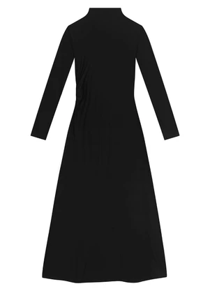 Enfim - Vestido Midi Justo em Malha Preto - ENFIM