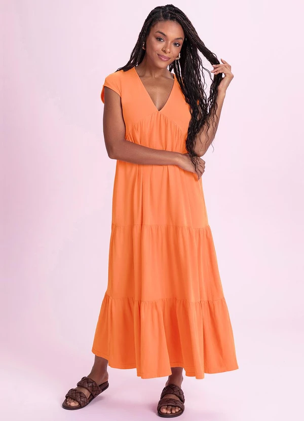Angel - Vestido Midi Lavado Laranja
