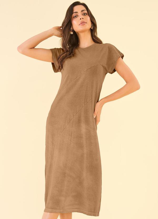Angel - Vestido Midi Lavado Marrom
