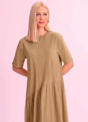 Angel - Vestido Midi Lavado Marrom - ANGEL